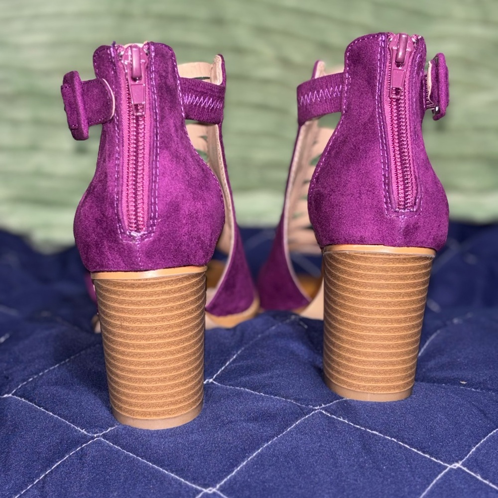 Women's Purple Heeled Sandals - Picture 4 of 6